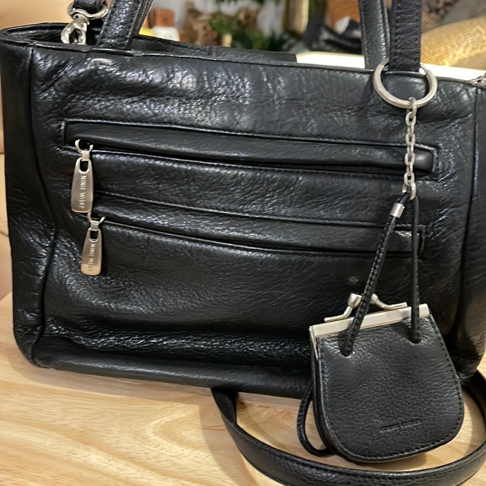 Nine West Black Leather Mini Tote.
